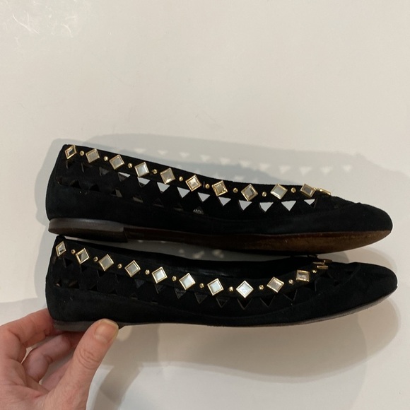 Tory Burch Black Flats Suede Ballerina Flats Kingsbridge Size 6.5 - Picture 9 of 15